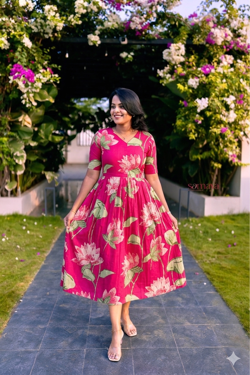 cotton dress with lining Weaved cotton smart cotton one piece lining dress Aashvi Couture