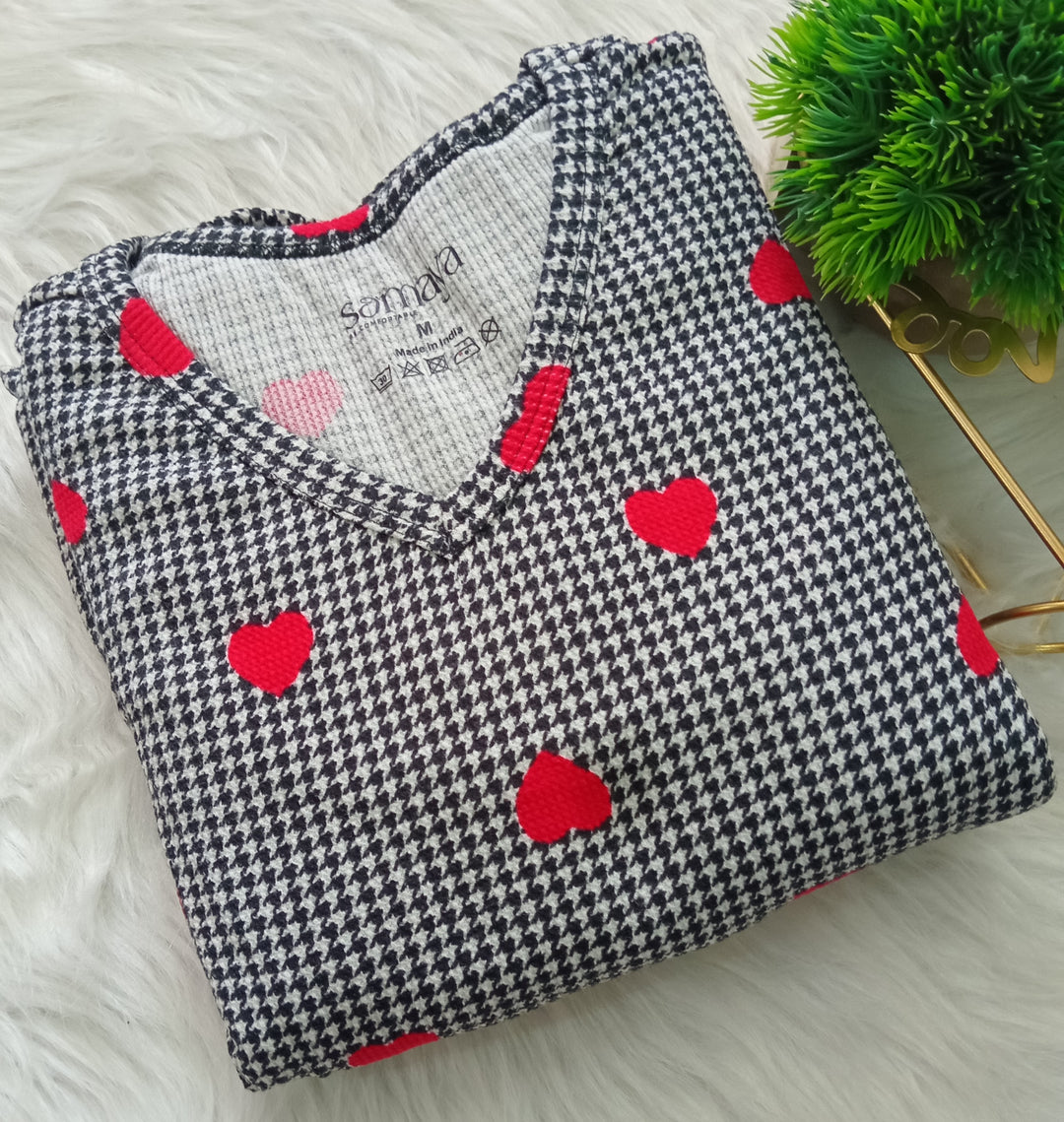 Midi Heart Thick Waffle Dress