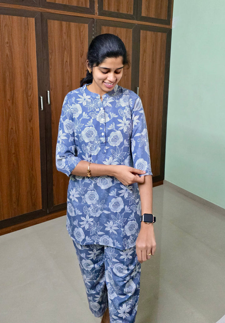 Haasya - night suit set (button opening) Relaxed Fit