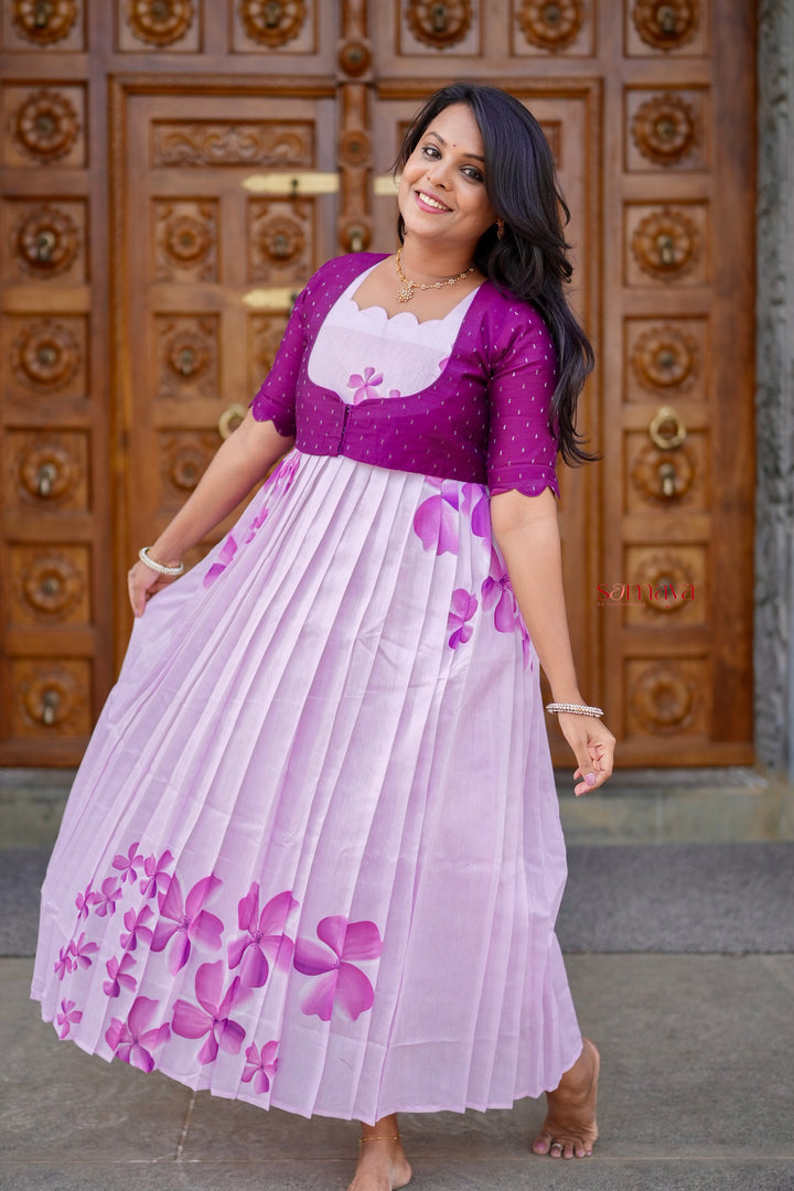 Aura Chanderi Dress With Lining ( over coat detachable)