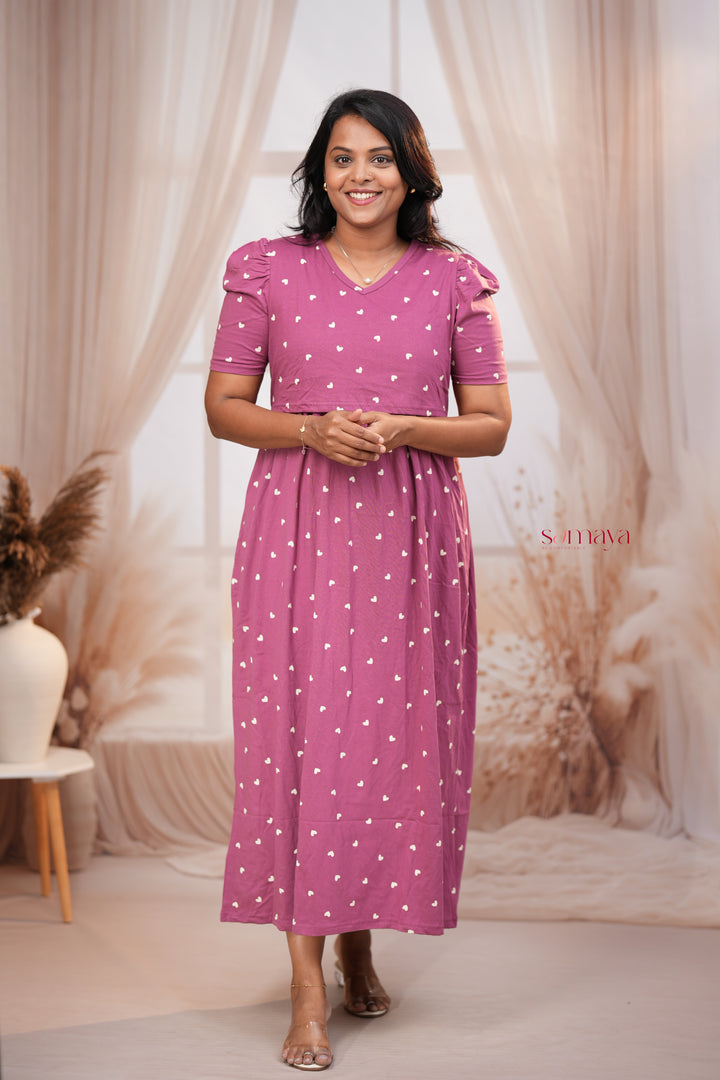 Maxi Dusty Heart Light Weight Dress