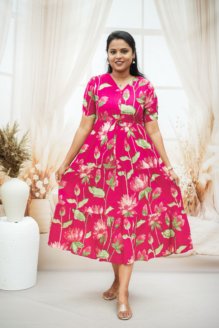 Pink Casual Dress With Lining