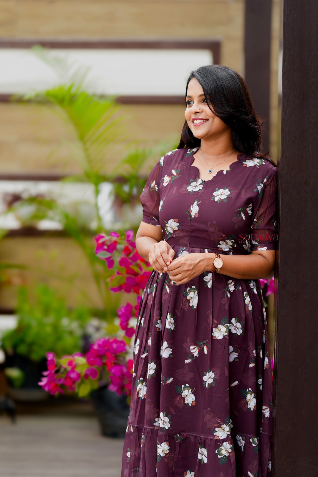 Daisy  georgette casual Dress With Lining ( No-Iron Everyday Dress)