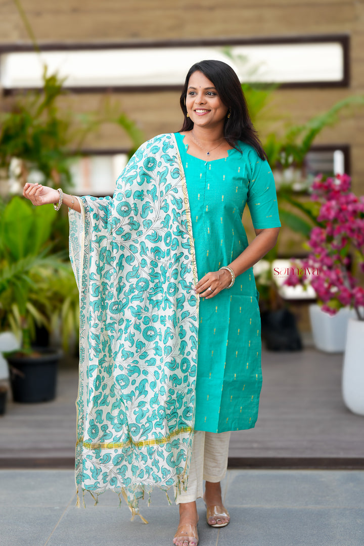 Divya sky  raw silk suit set with Dupatta-3 piece set