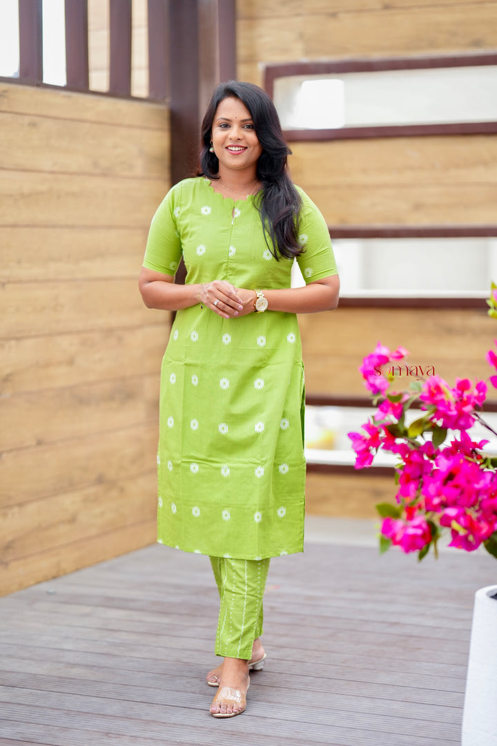 Pista Cotton Kurta Set with full lining