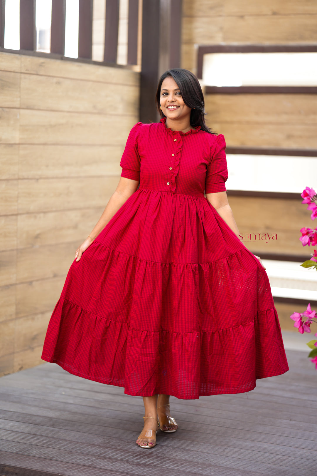 Deepika  maxi cotton  Dress With Lining(Ultimate Layered Flare Dress)
