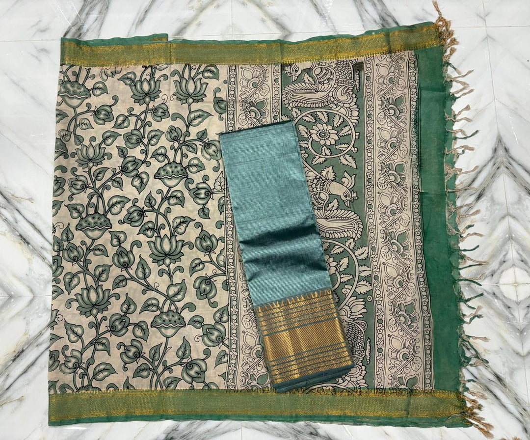 Mangalgiri kanchi border top  with nizam border chennuri silk dupatta