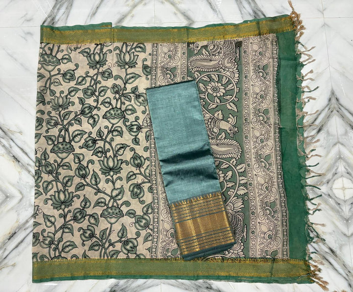 Mangalgiri kanchi border top  with nizam border chennuri silk dupatta