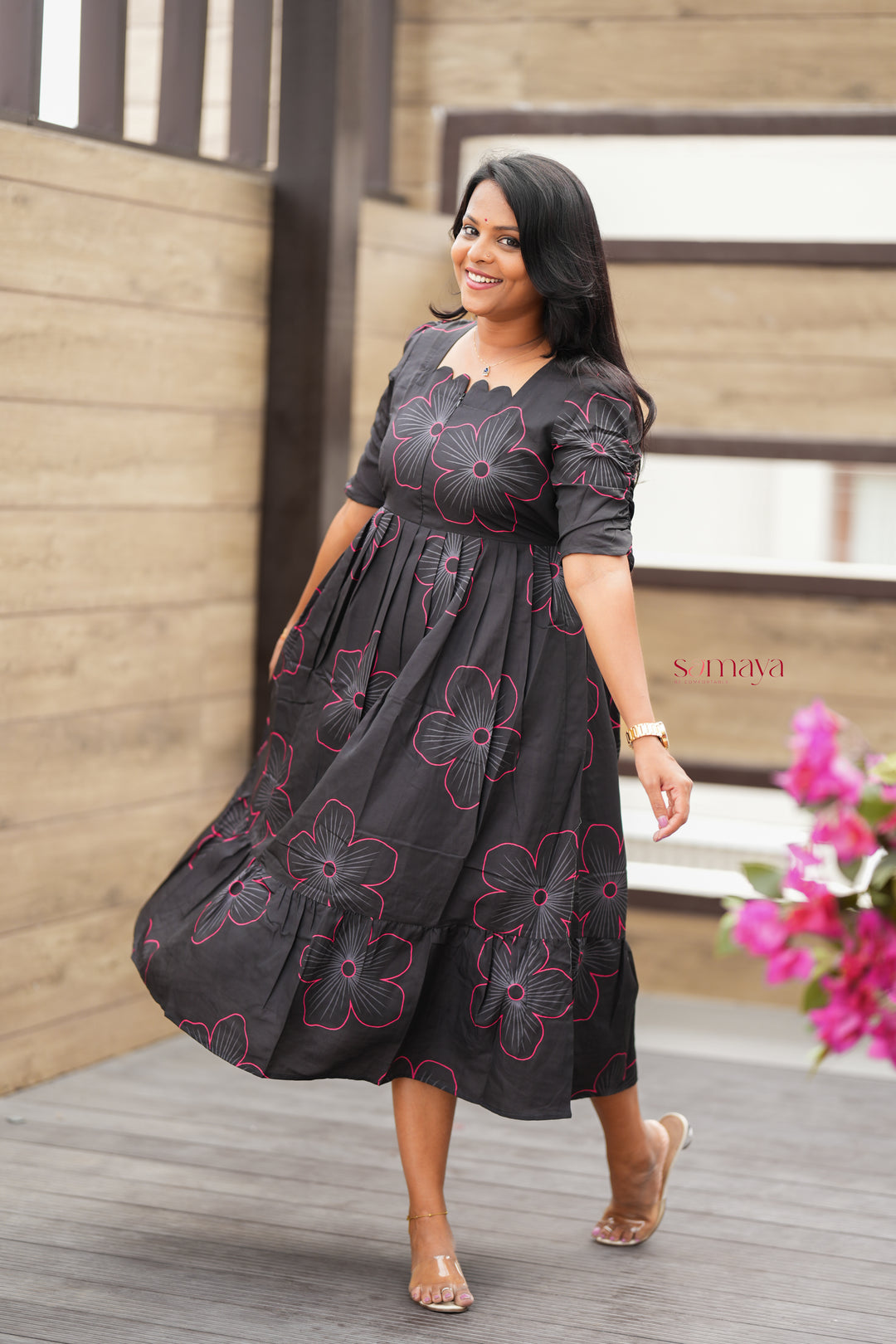 Siyaara Dress With lining( Wrinkle-Free Cotton Blend Dress)