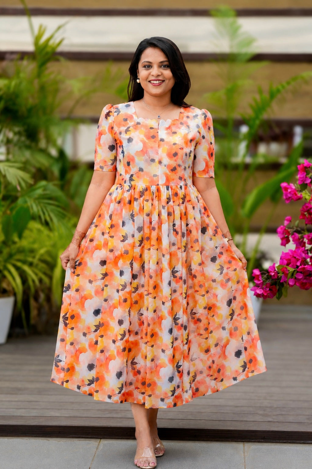 Suji georgette casual  Dress With Lining ( No-Iron Everyday Dress)