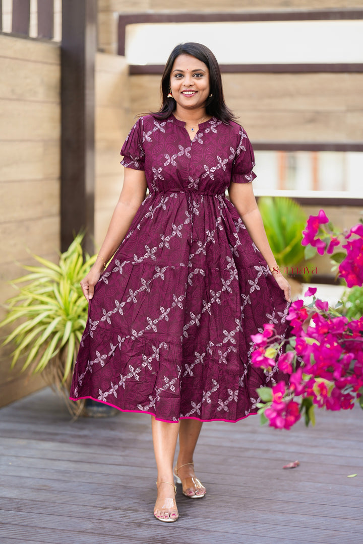 Plum casual Dress With Lining