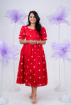 Valentina embroidered pure cotton casual  Dress With Lining (Non-Maternity & Feeding-Friendly Dress)