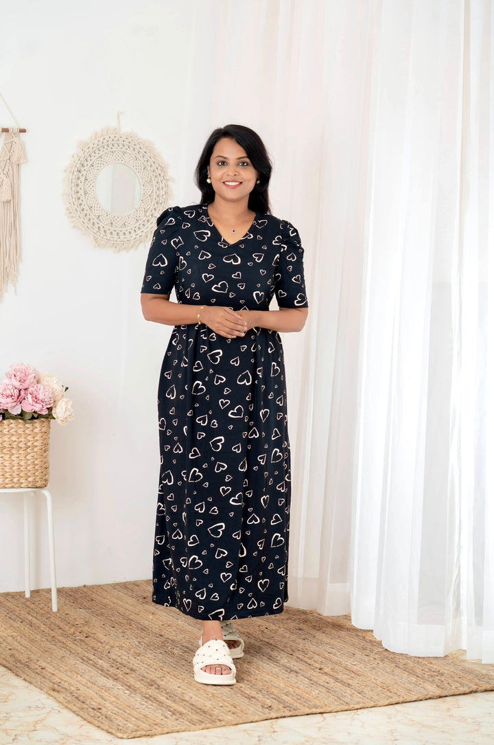 Maxi Black Heart Light Weight Dress