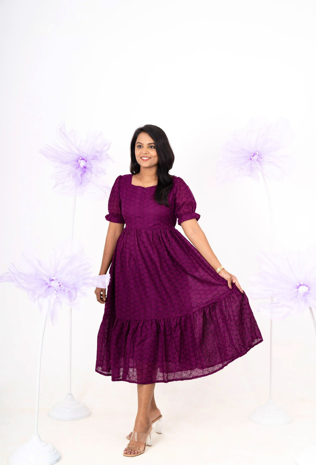 Grape  hakoba Dress With Lining