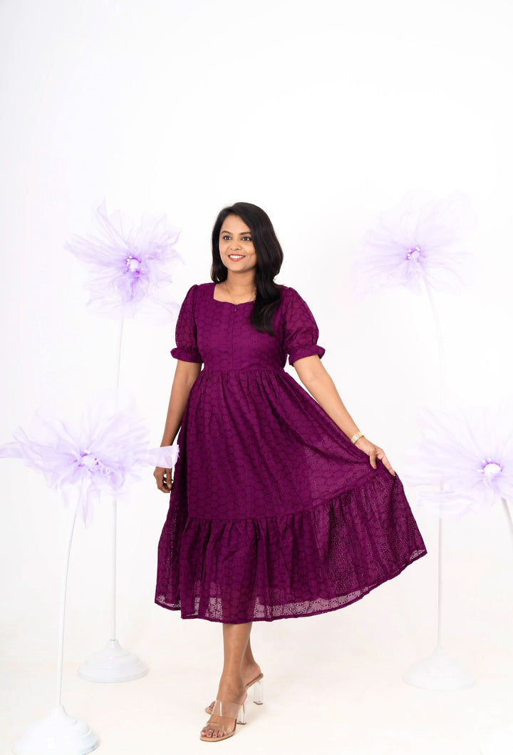 Grape  hakoba Dress With Lining