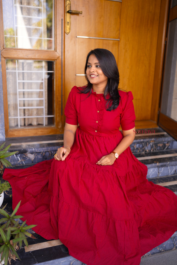 Deepika  maxi cotton  Dress With Lining(Ultimate Layered Flare Dress)