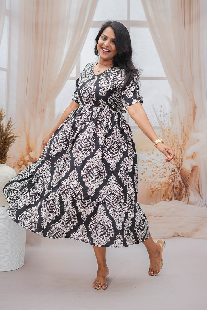 Black Day to Night Dress Without Lining( Wrinkle-Free Cotton blend Dress)