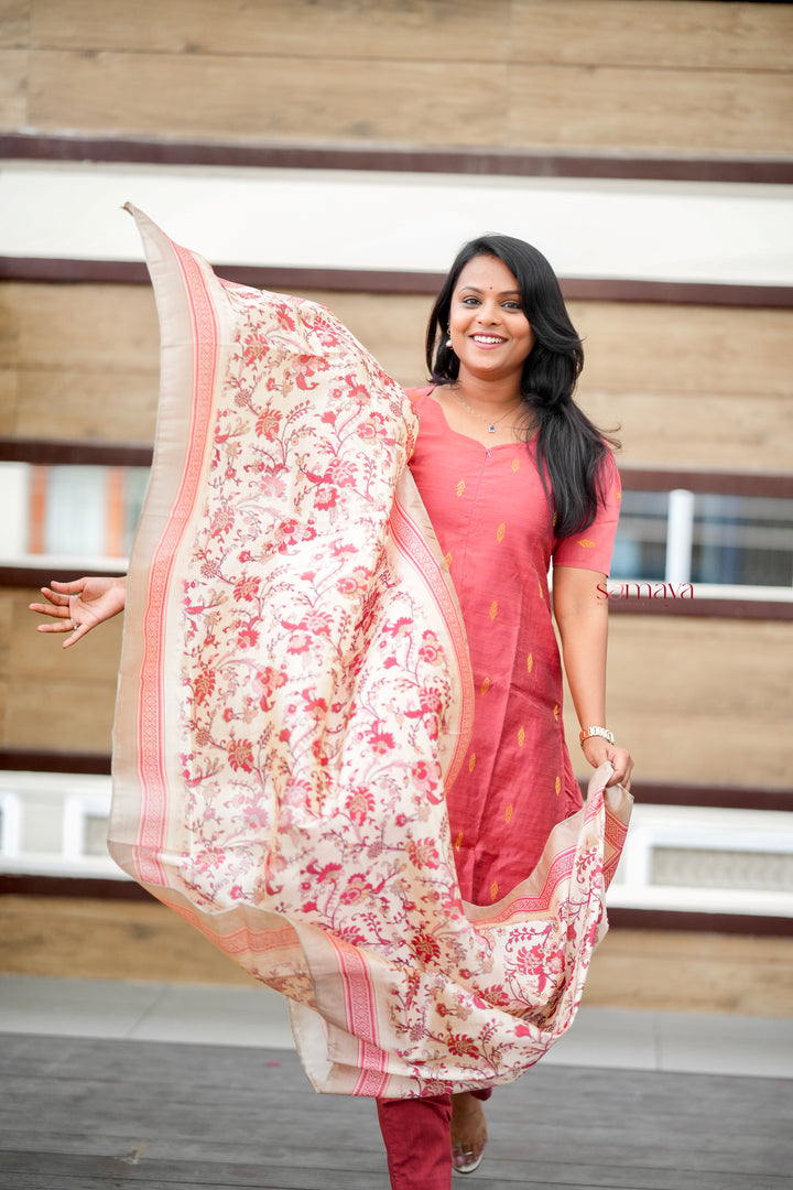 Divya  3 piece raw silk suit set with dupptta set of 3 ( Ready to dispatch )