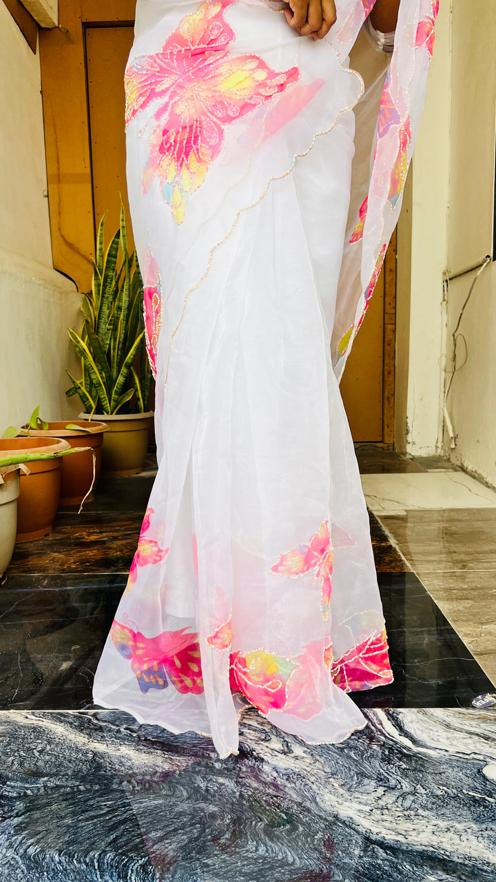 Butterfly organza saree
