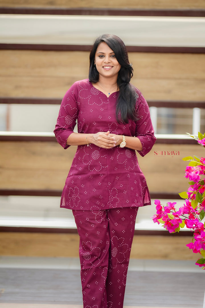 ZARA-plum Night Co-ord Set