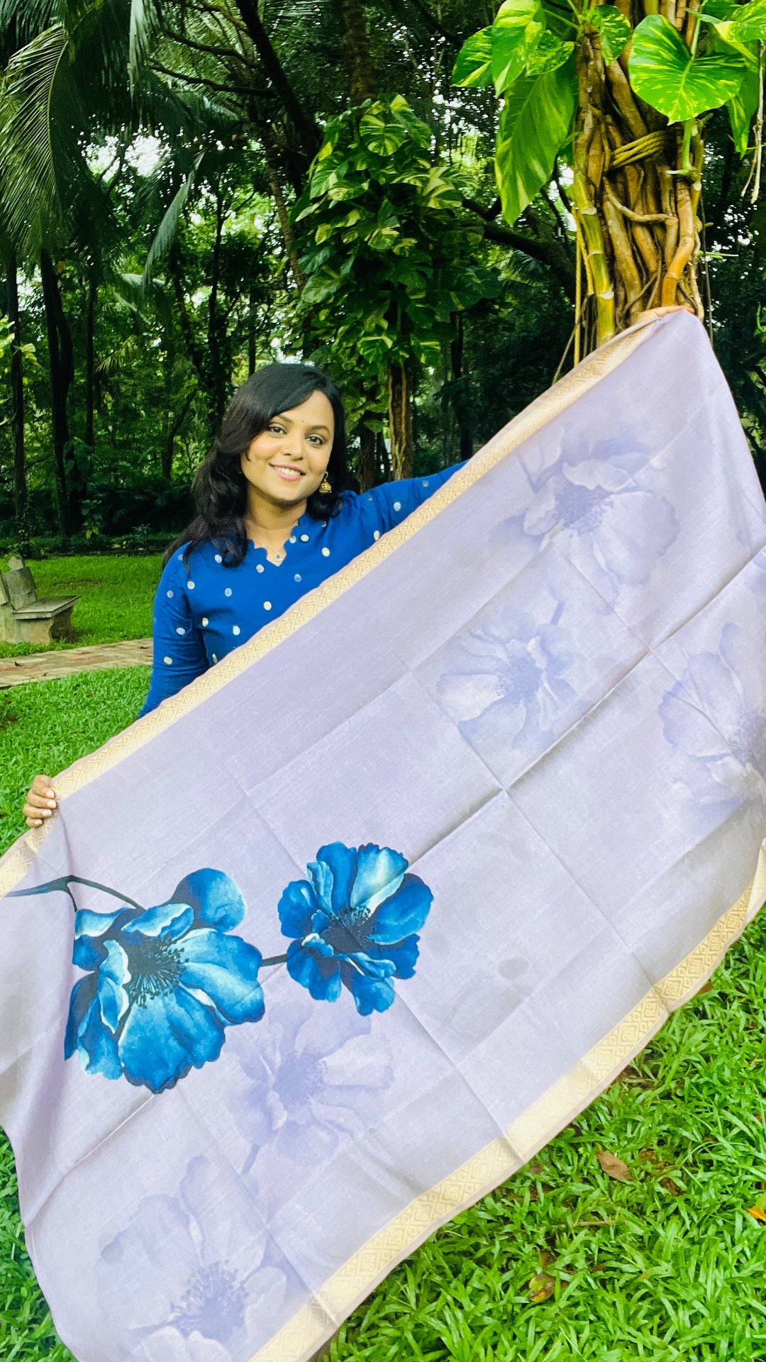 Aruvi -blue  raw silk kurta with dupptta ( ready to dispatch)set of 2