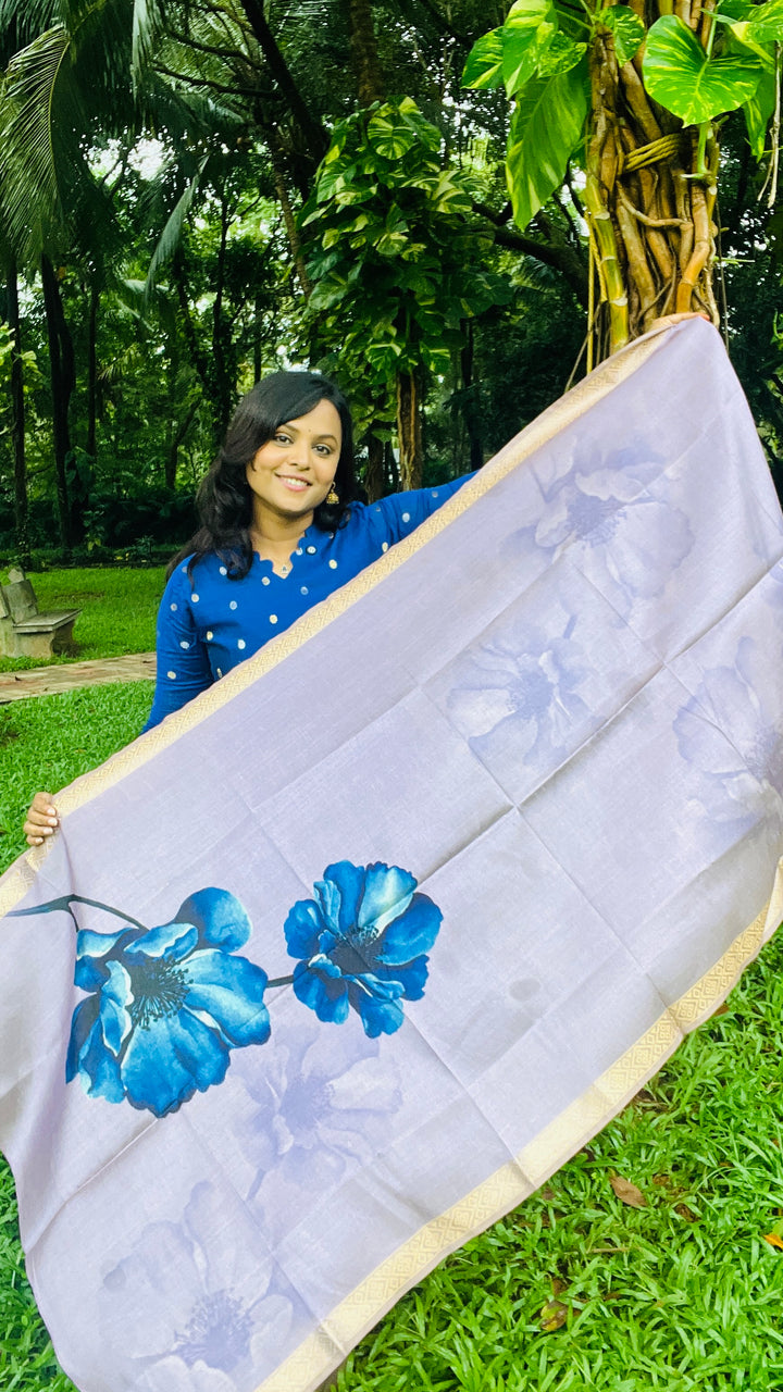 Aruvi -blue  raw silk kurta with dupptta ( ready to dispatch)set of 2