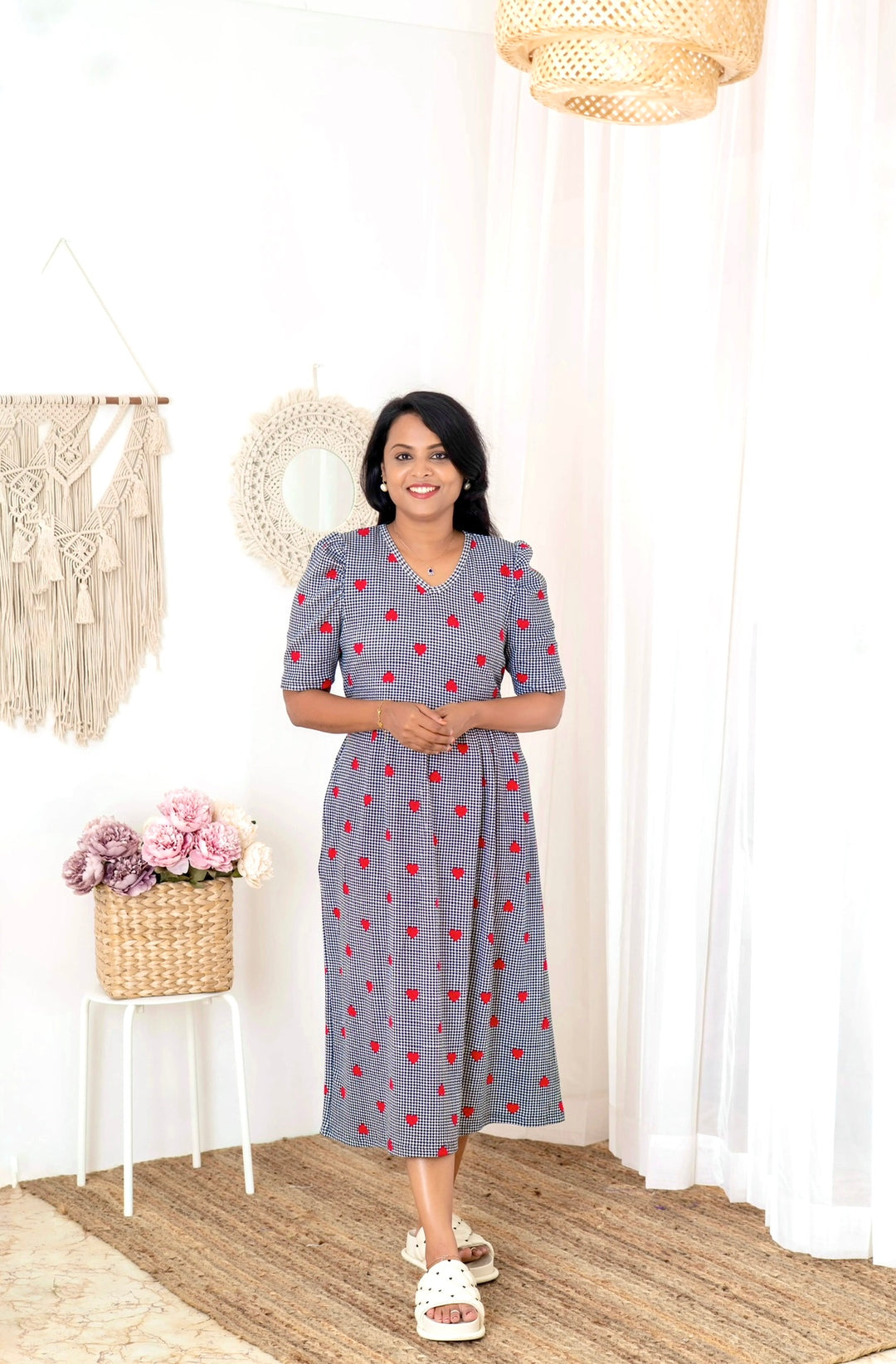 Midi Heart Thick Waffle Dress