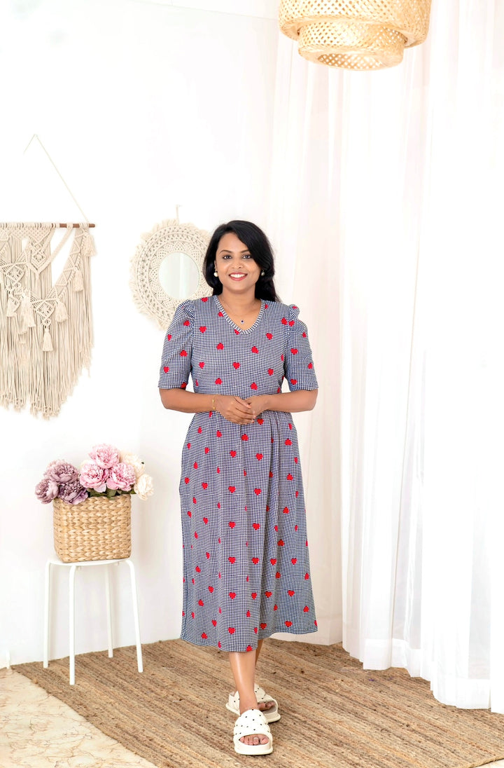 Midi Heart Thick Waffle Dress