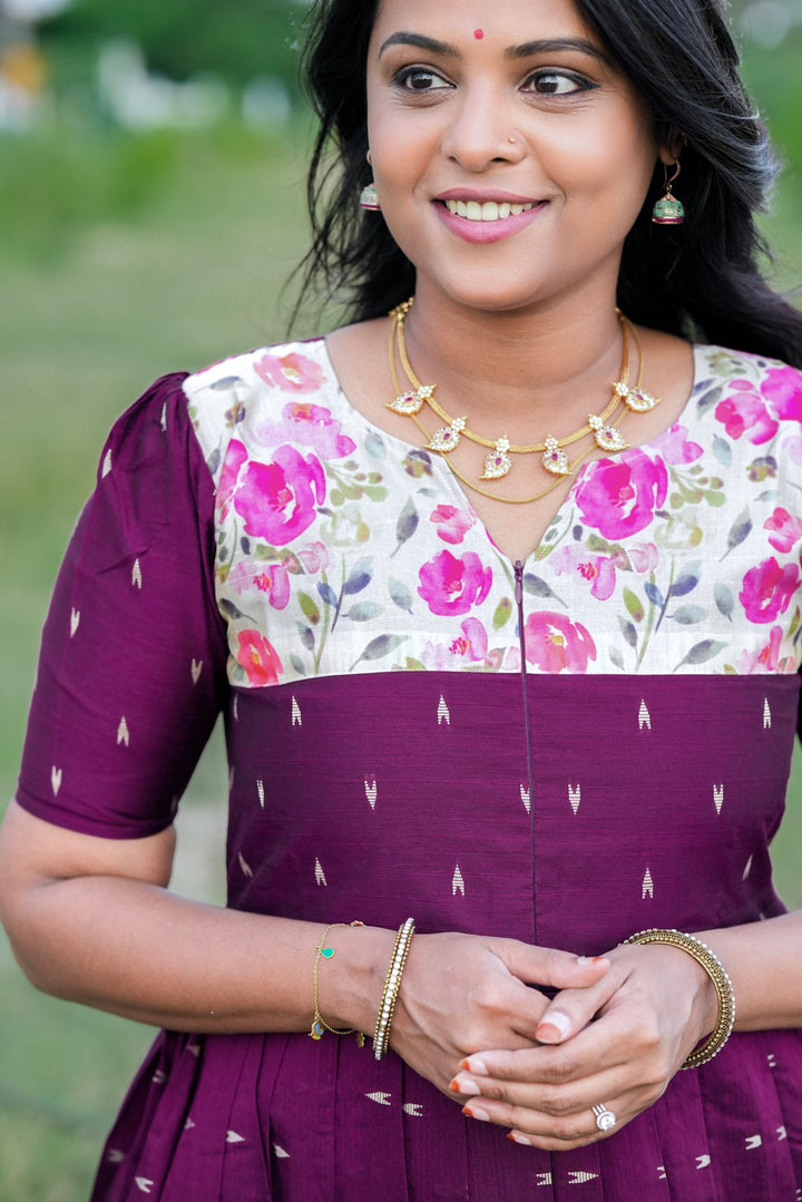 Durga Raw silk maxi Dress With Lining