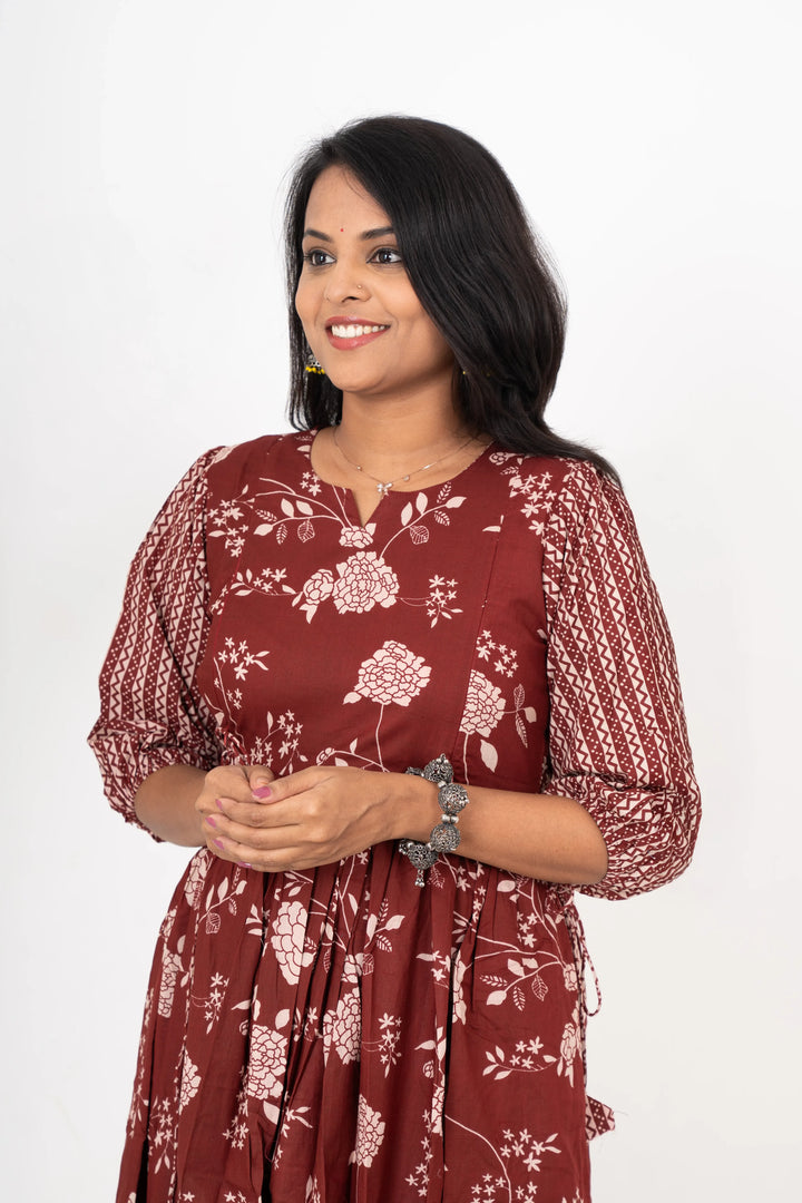 Brownie  Maternity Feeding day to night  dress without lining