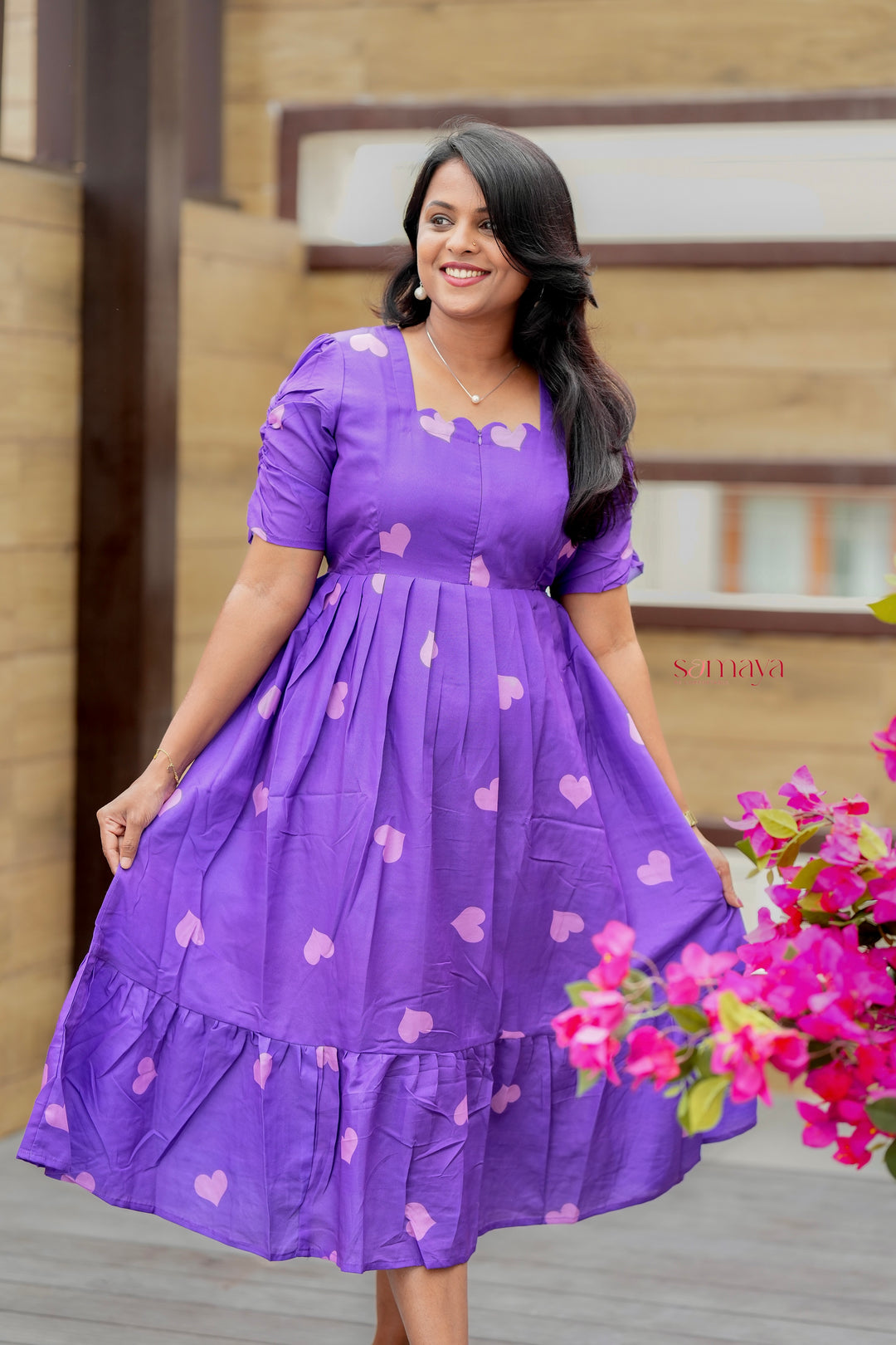 Purple Heart Dress With Lining