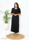 Maxi Black Ribbed  Red Heart dress( samaya exclusive -premium fabric )