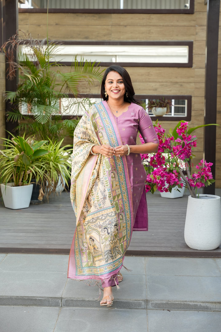 Swathi 3 piece raw silk suit set with Dupatta ( ready to dispatch)