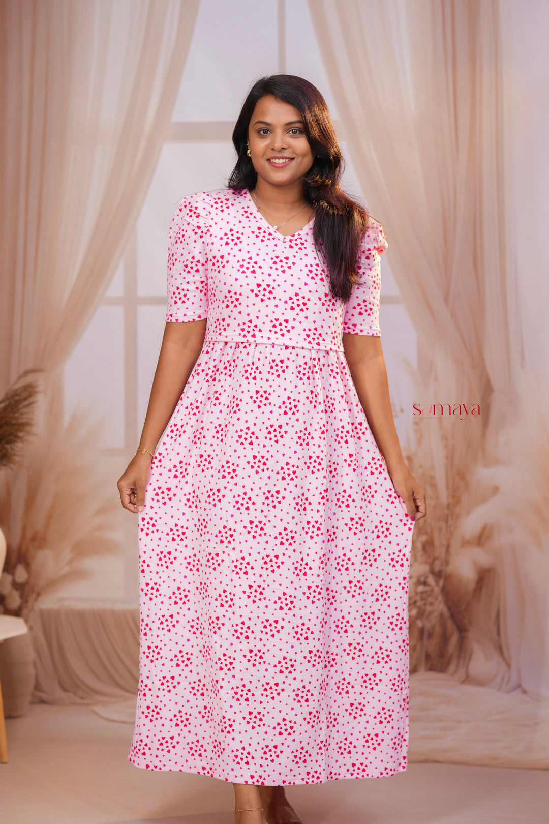 Maxi Babypink Waffle  Dress