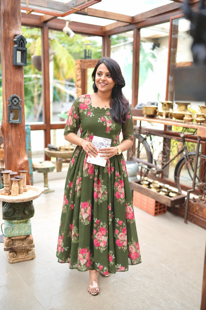 Aliya georgette casual  Dress With Lining ( No-Iron Everyday Dress)