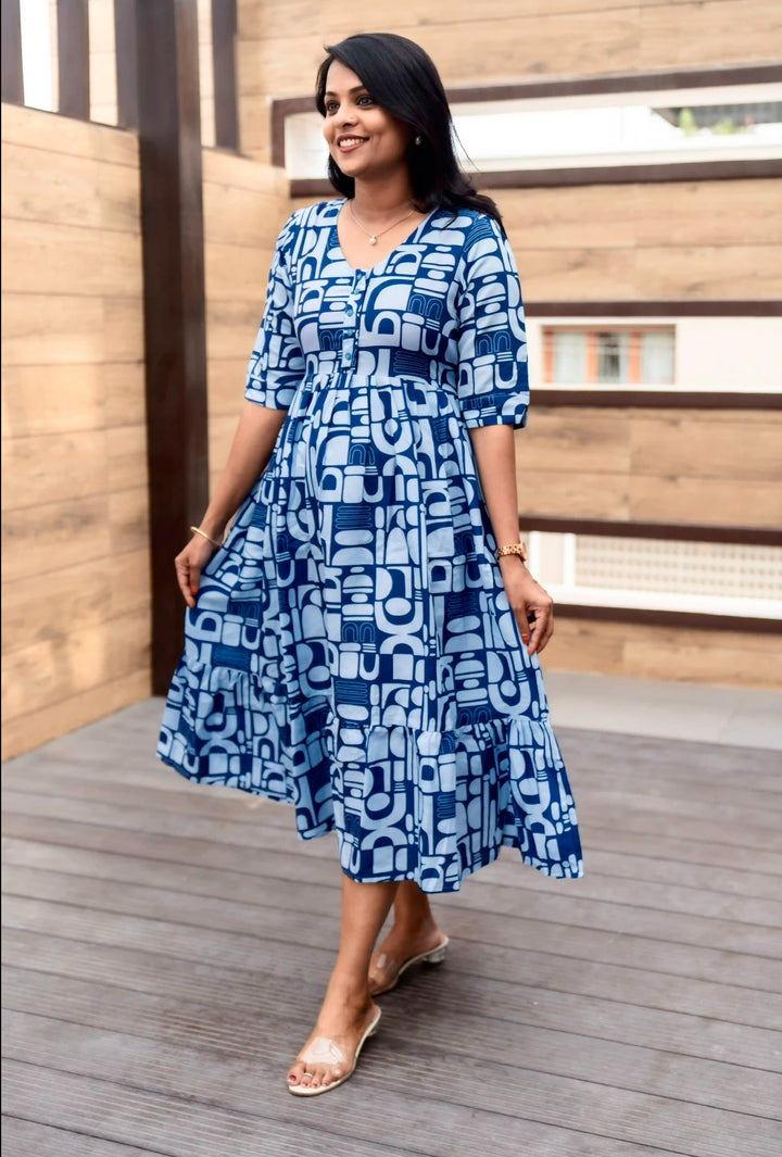 Geometric Day to Night Dress Without Lining