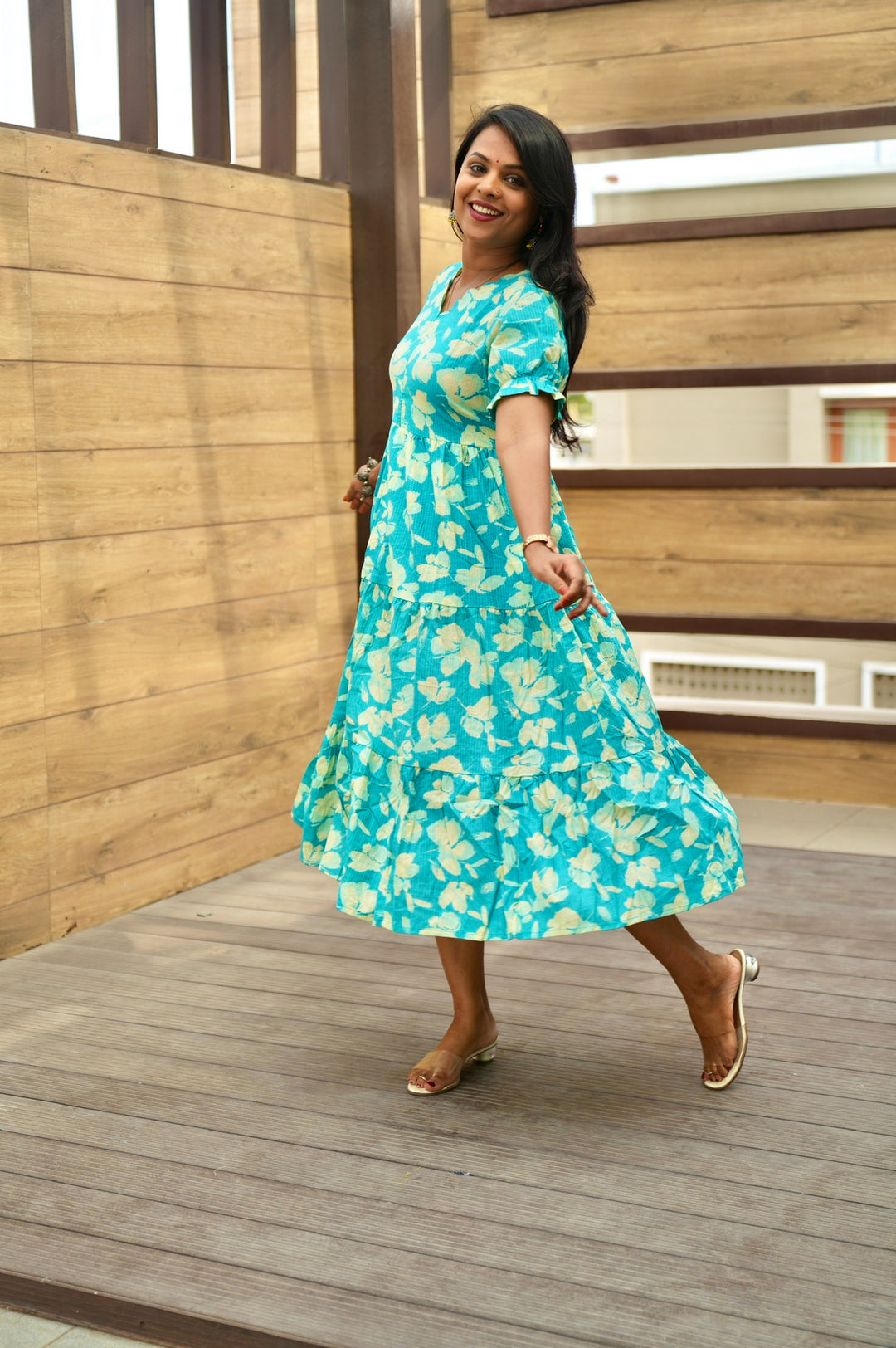 Skyblue day to night dress without lining