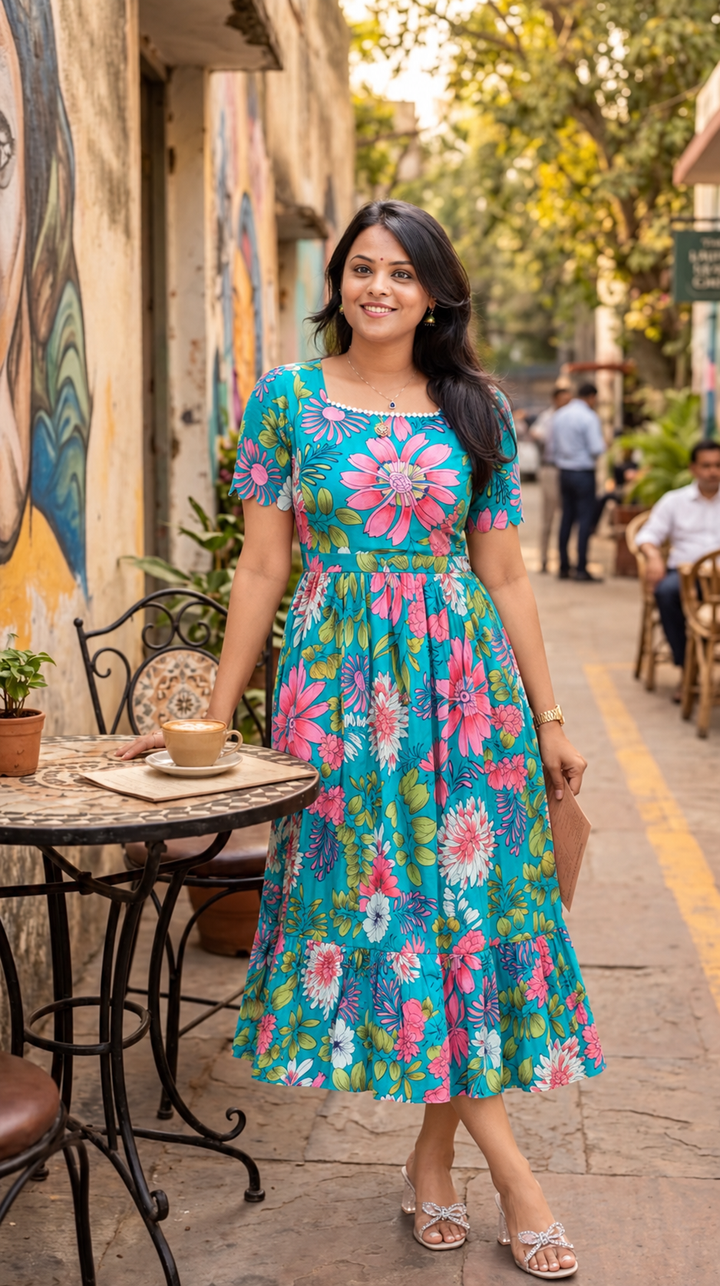 Vinu midi Casual Dress With Lining