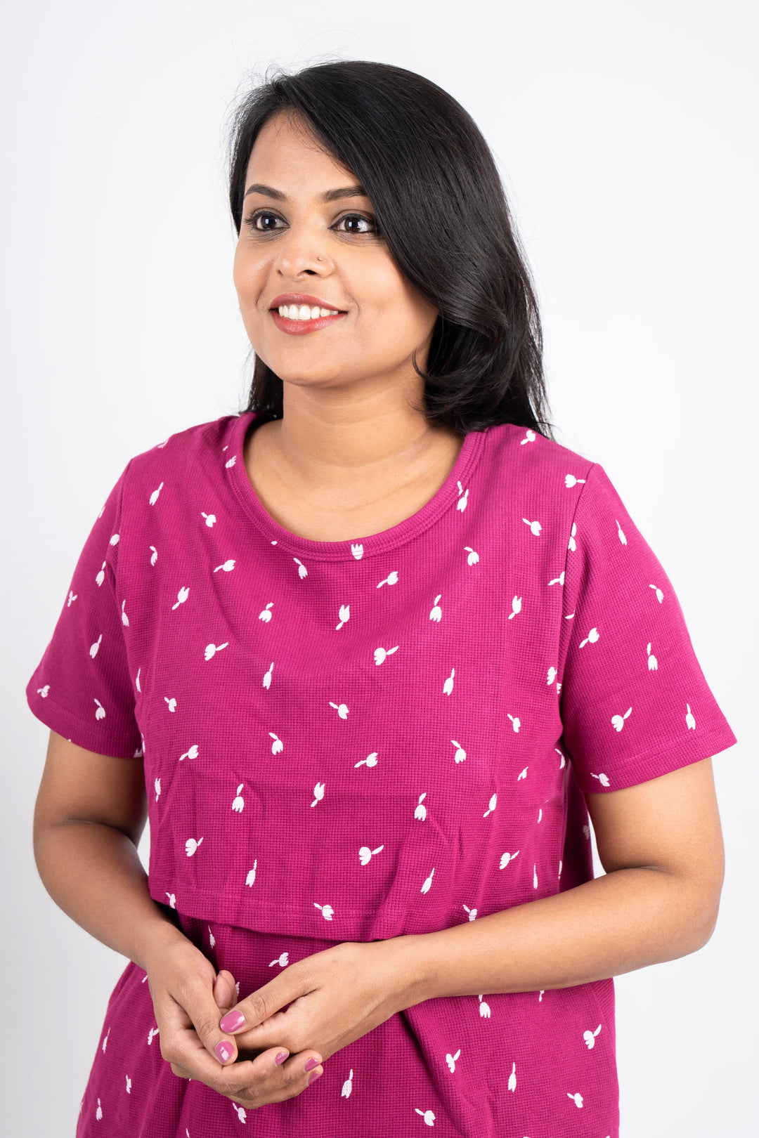Magenta Waffle Feeding Pant Set( samaya premium fabric )