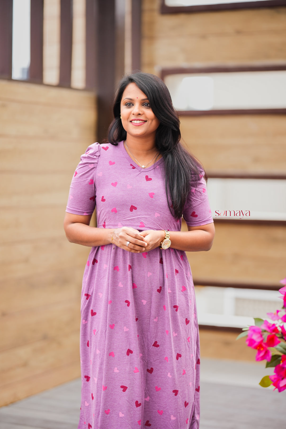 Midi Mauve  Heart Light Weight Dress