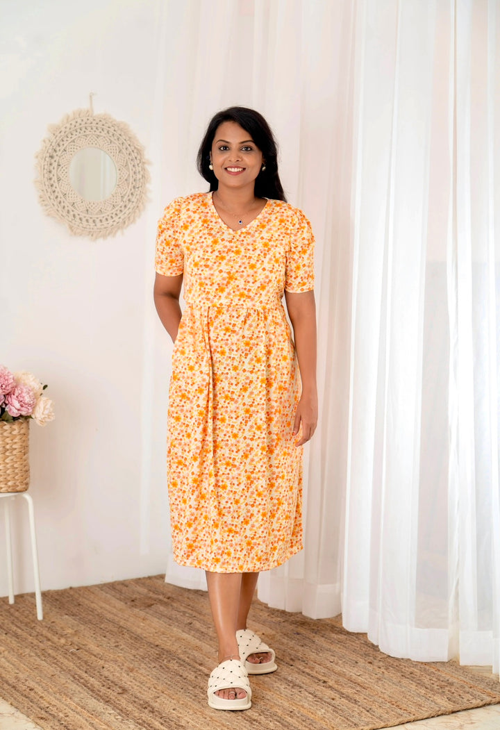 Midi Orange Light Weight Dress summer collection
