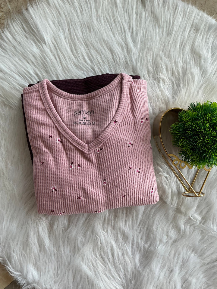 Midi maroon dot thick  rose print Dress