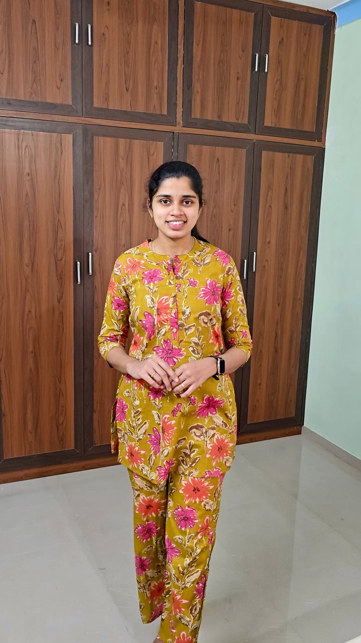 THEERA  -Mustard  Night Co-ord  Set