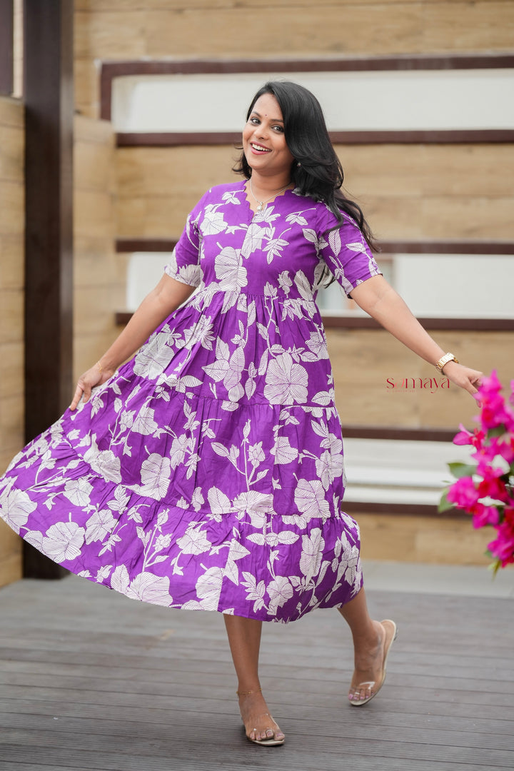 Grape  casual Dress With Lining
