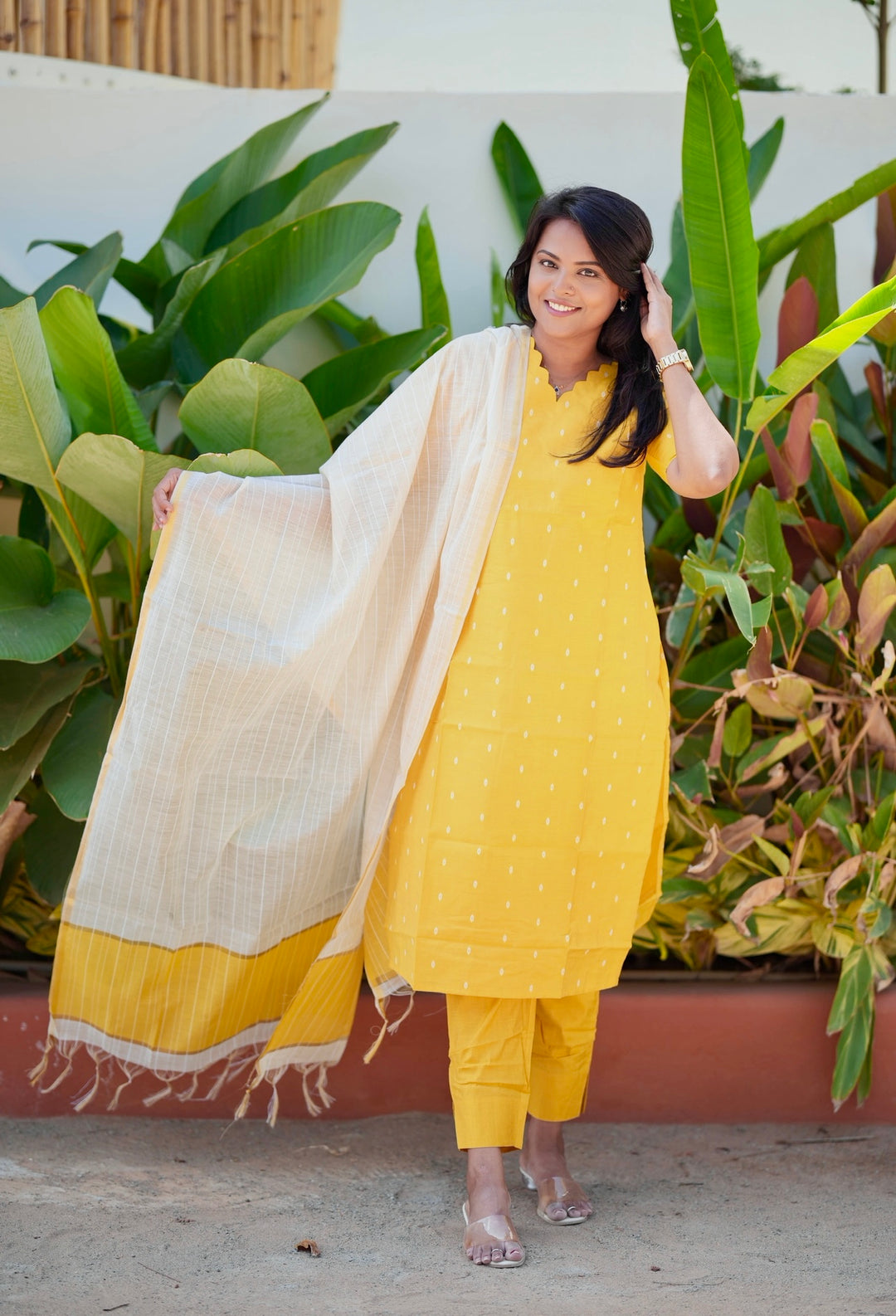 Gold 3 piece raw silk suit set