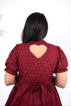 Load image into Gallery viewer, Maroon Hakoba Dress With Lining &quot;Non-Maternity &amp; maternity Feeding-Friendly Dress&quot;
