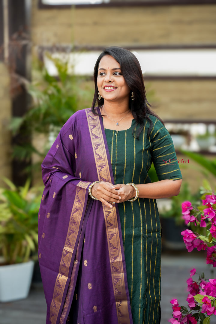 Meenakshi raw silk suit set with dupptta( set of 3) pre order