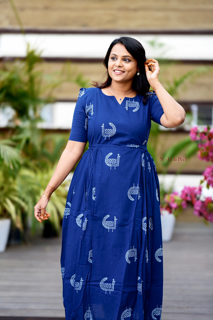 Peacock  Casual Dress With Lining