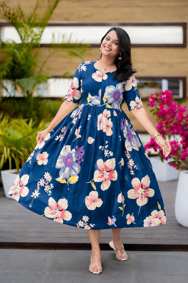 Pretty -blue   Casual Dress With Lining