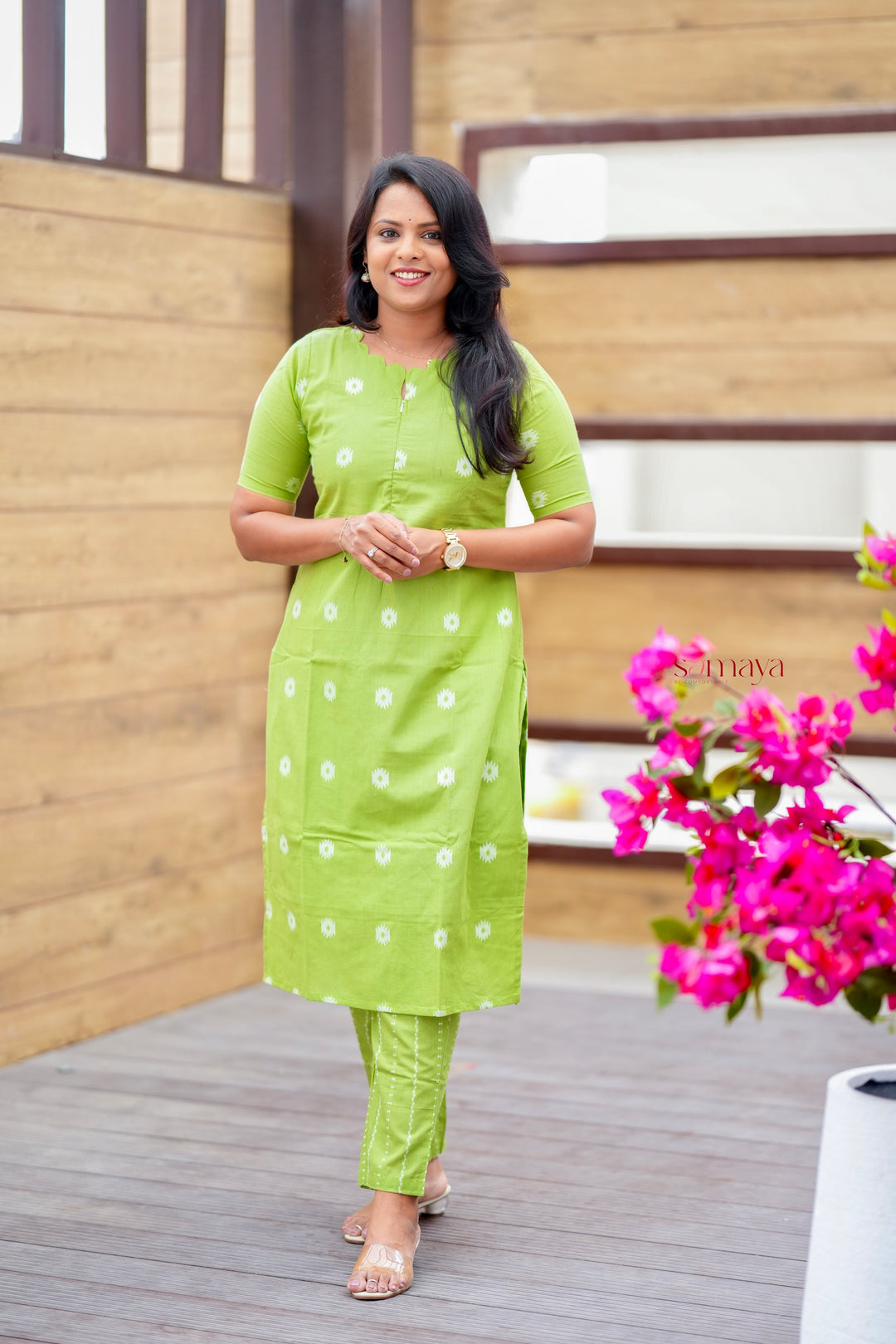 Pista Cotton Kurta Set with full lining